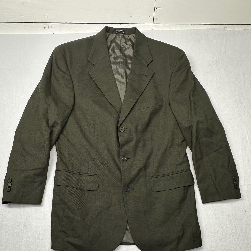 Oscar de la Renta Men's Blazer 39R W32 Olive Green Wool Blend Classic